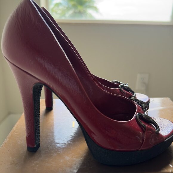 Gucci Patent Leather Peep Toe Heel Red - Vernice Naplack - Picture 2 of 5